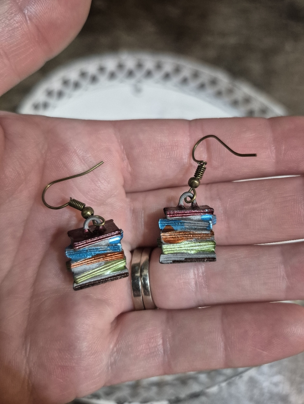 3 For $15 !! Bookstack Earrings — Women's Jewelry Multicolor